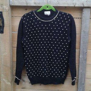 Vintage wool angora blend pearl beaded sweater